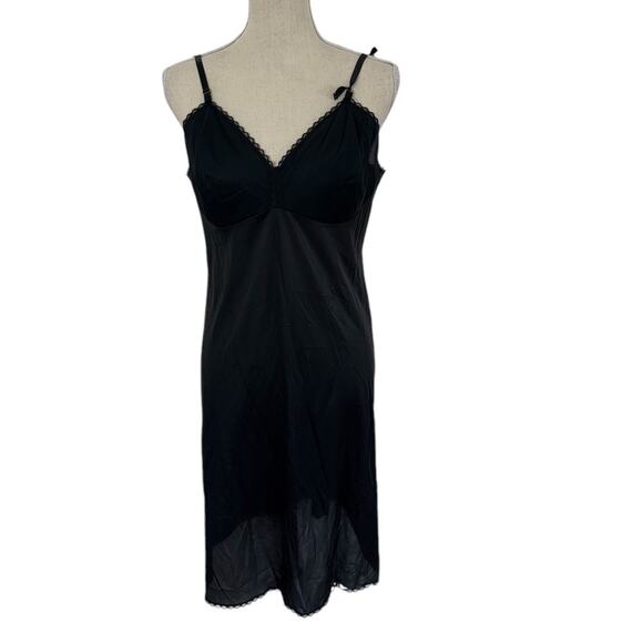 "Vanity Fair" Vintage Black Slip,Dark Fairy,Goth,Sexy,Dark Romantic,Size 38 - Picture 1 of 8